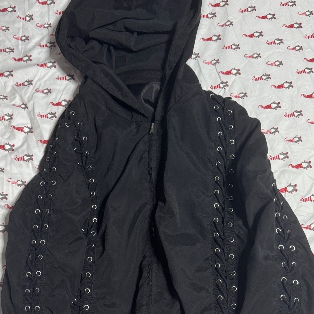 Stylish Black Lace-Up Utility Jacket